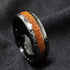 Men's 8mm Tungsten Ring Koa Wood Inlay With Laser Pattern Dome Wedding Band